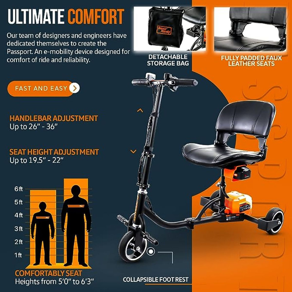 SuperHandy® 3-Wheel Folding 48V Mobility Scooter, GUT112 product image