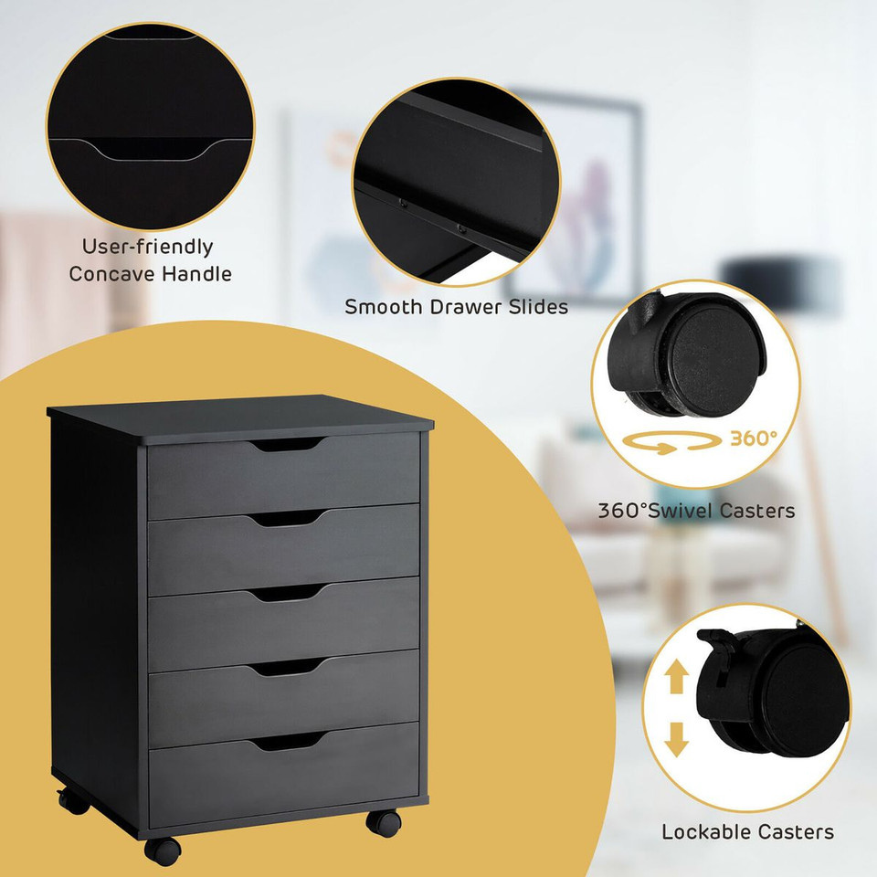 Costway 5-Drawer Rolling Storage Dresser product image