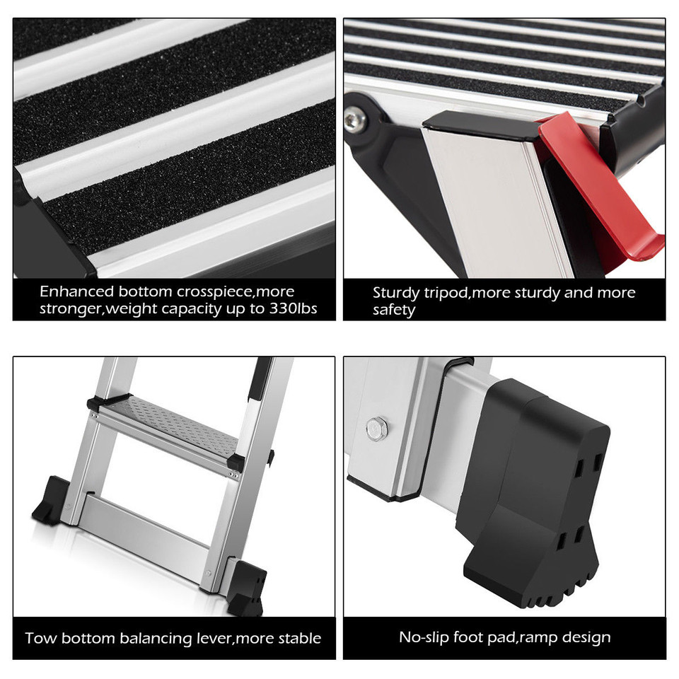 Heavy-Duty Portable Bench Aluminum Folding Step Ladder product image