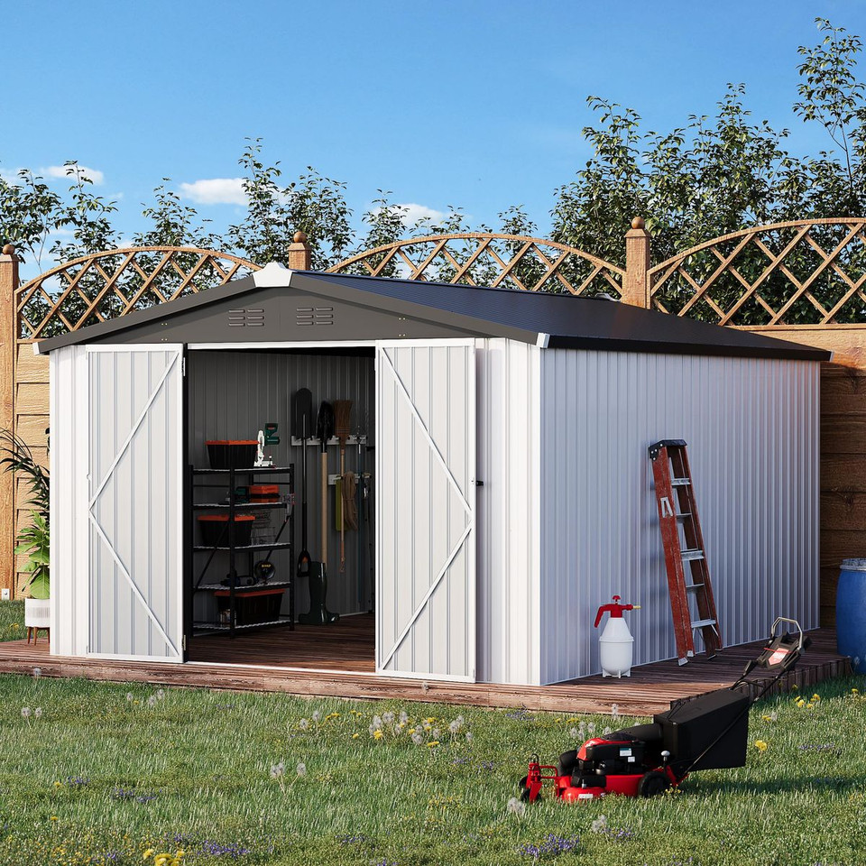 10 x 14-Foot Metal Shed with Lockable Doors product image