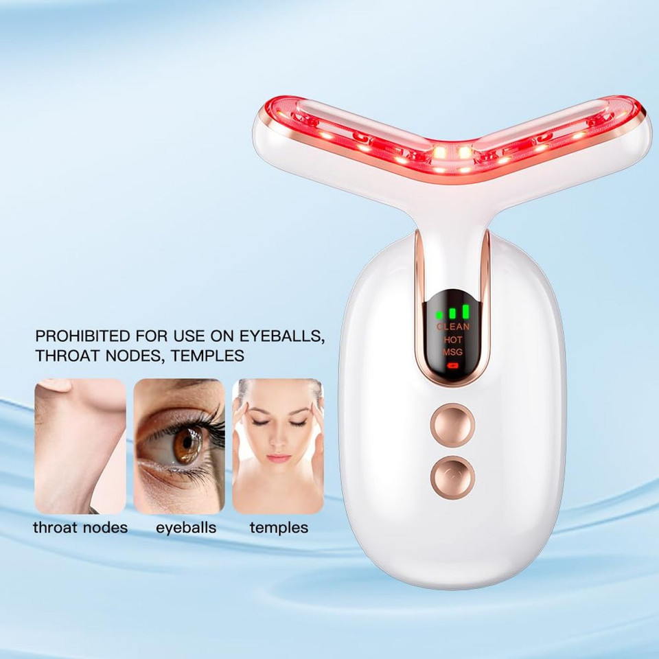 Neck Face Massager, Multifunctional Facial Massager, Rechargeable Sculpting Tool for Skin Care and Double Chin with Vibration(White) product image