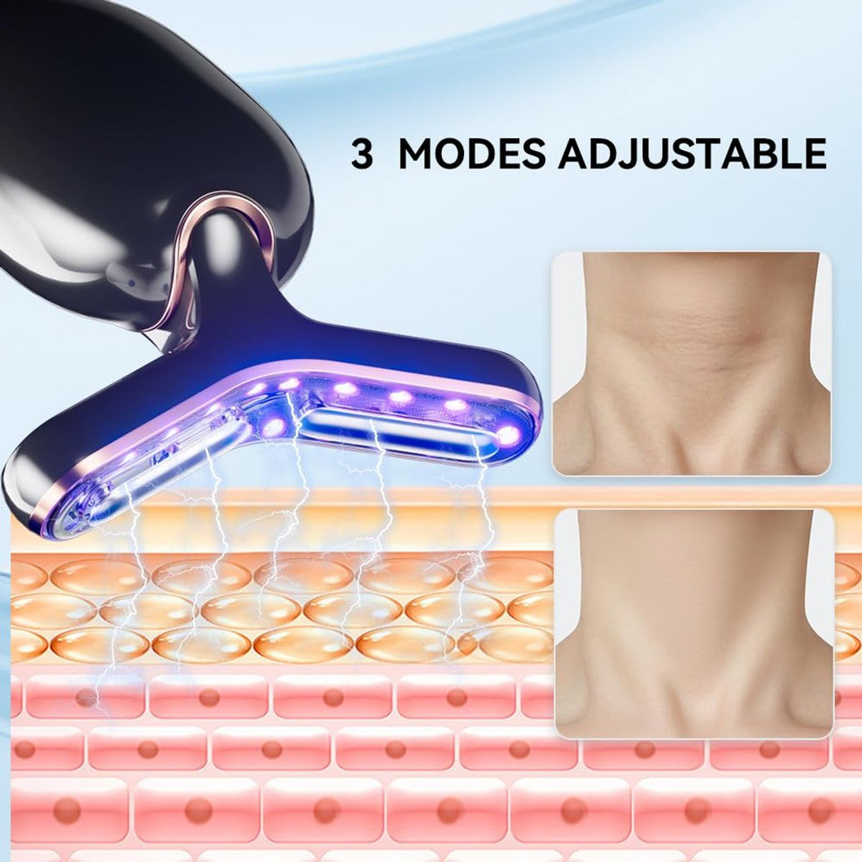 Neck Face Massager, Multifunctional Facial Massager, Rechargeable Sculpting Tool for Skin Care and Double Chin with Vibration(Black) product image