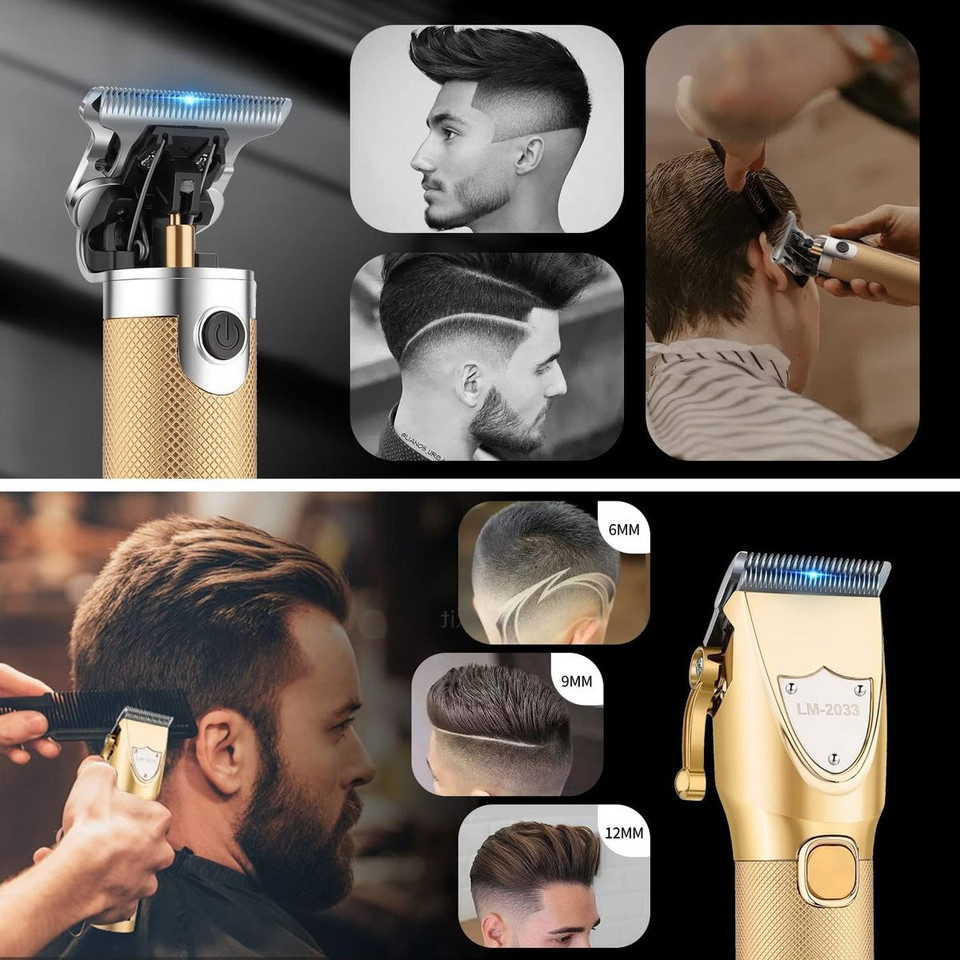 Cordless Hair Clipper, Professional Hair Clipper, Rechargeable Electric Hair Cutting Machine, Detail Trimmer (Gold) product image
