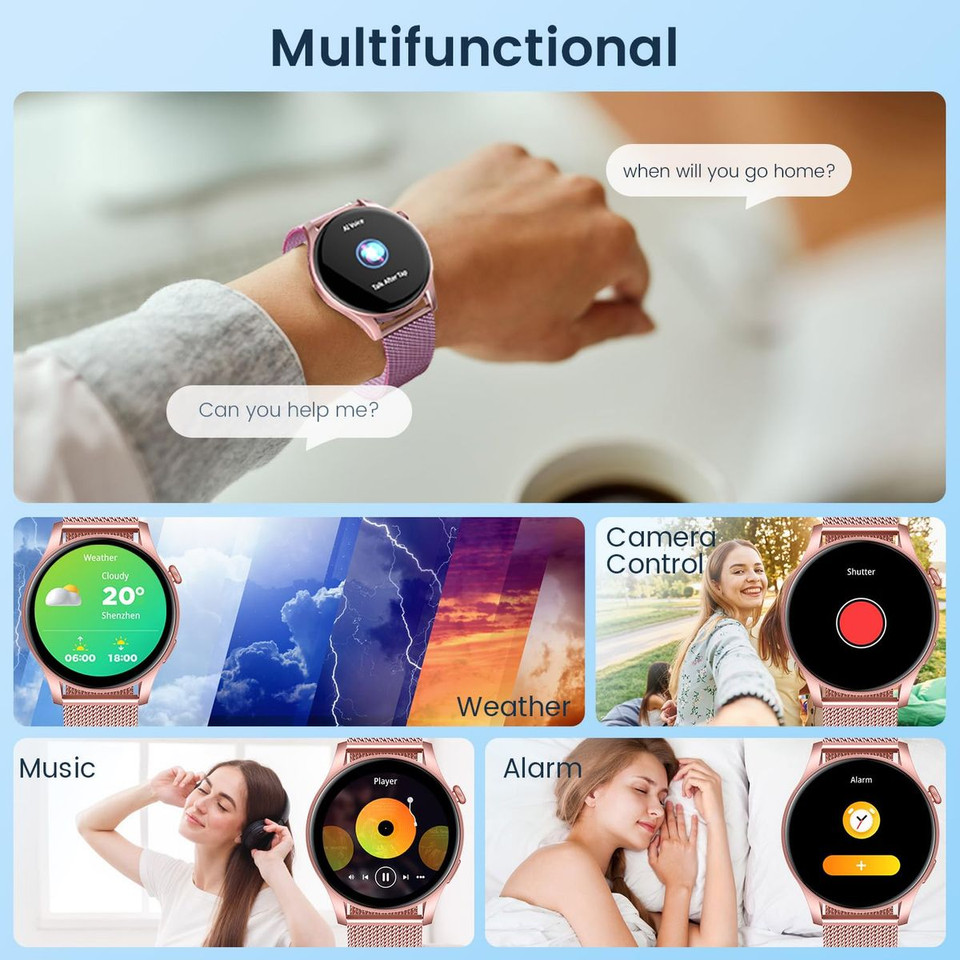 Smartwatch for Women 1.43" Touchscreen Smart Watch Answer/Make Call with  Sleep Monitor 100+ Sports Modes Fitness Tracker for Android iOS(1Pack-Pink) product image