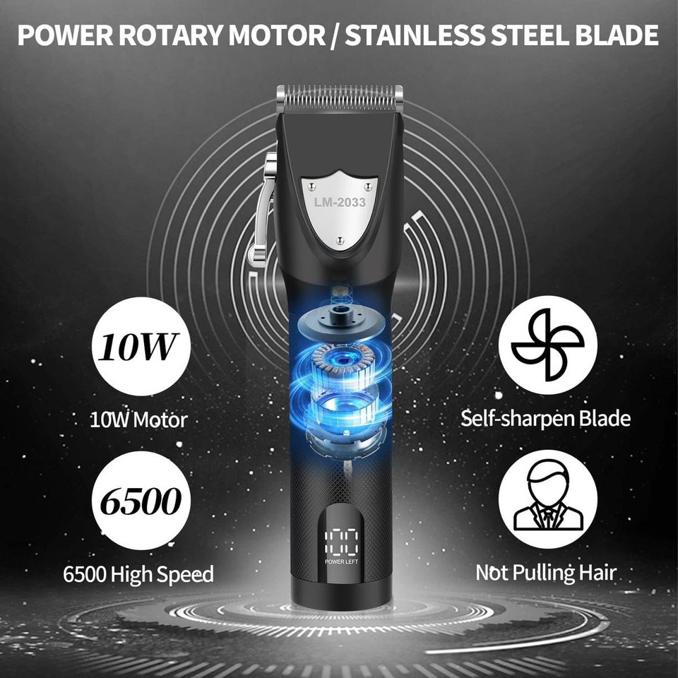Cordless Hair Clipper, Professional Hair Clipper, Rechargeable Electric Hair Cutting Machine, Detail Trimmer (Black) product image