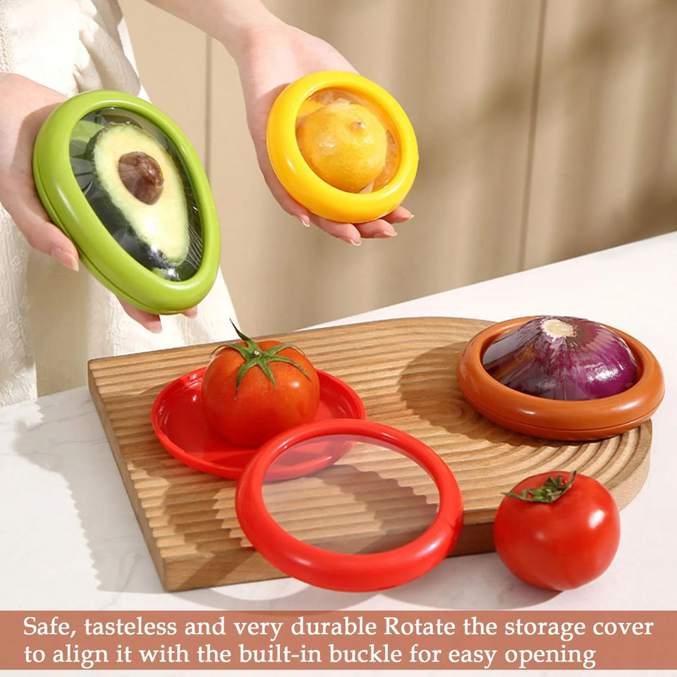 4PC Silicone Fruit and Vegetable Storage Containers Set for Fridge,Onion Storage Container,Avocado keeper,Tomato Saver,and Lemon holder product image