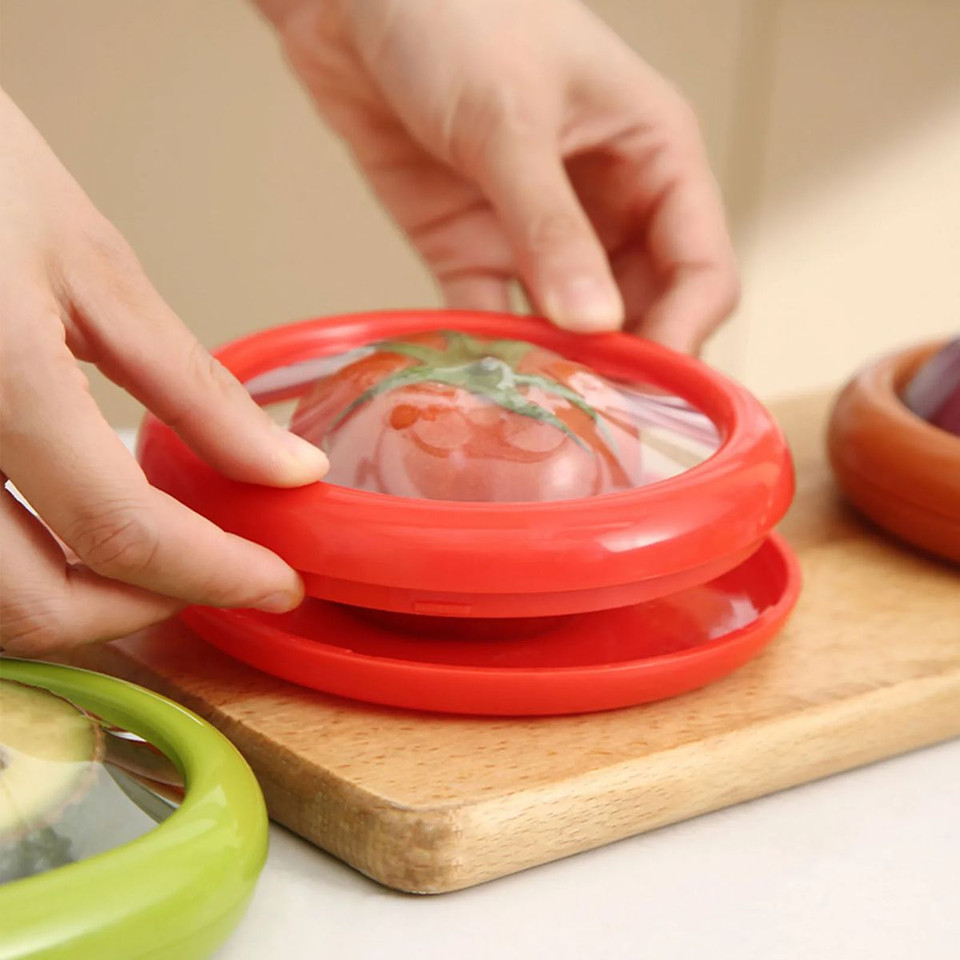 4PC Silicone Fruit and Vegetable Storage Containers Set for Fridge,Onion Storage Container,Avocado keeper,Tomato Saver,and Lemon holder product image