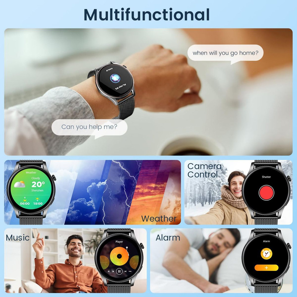 Smartwatch for Men 1.43" Touchscreen Smart Watch Answer/Make Call with  Sleep Monitor 100+ Sports Modes Fitness Tracker for Android iOS(1Pack-Black) product image