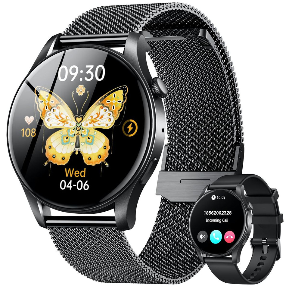 Smartwatch for Men 1.43" Touchscreen Smart Watch Answer/Make Call with  Sleep Monitor 100+ Sports Modes Fitness Tracker for Android iOS(1Pack-Black) product image