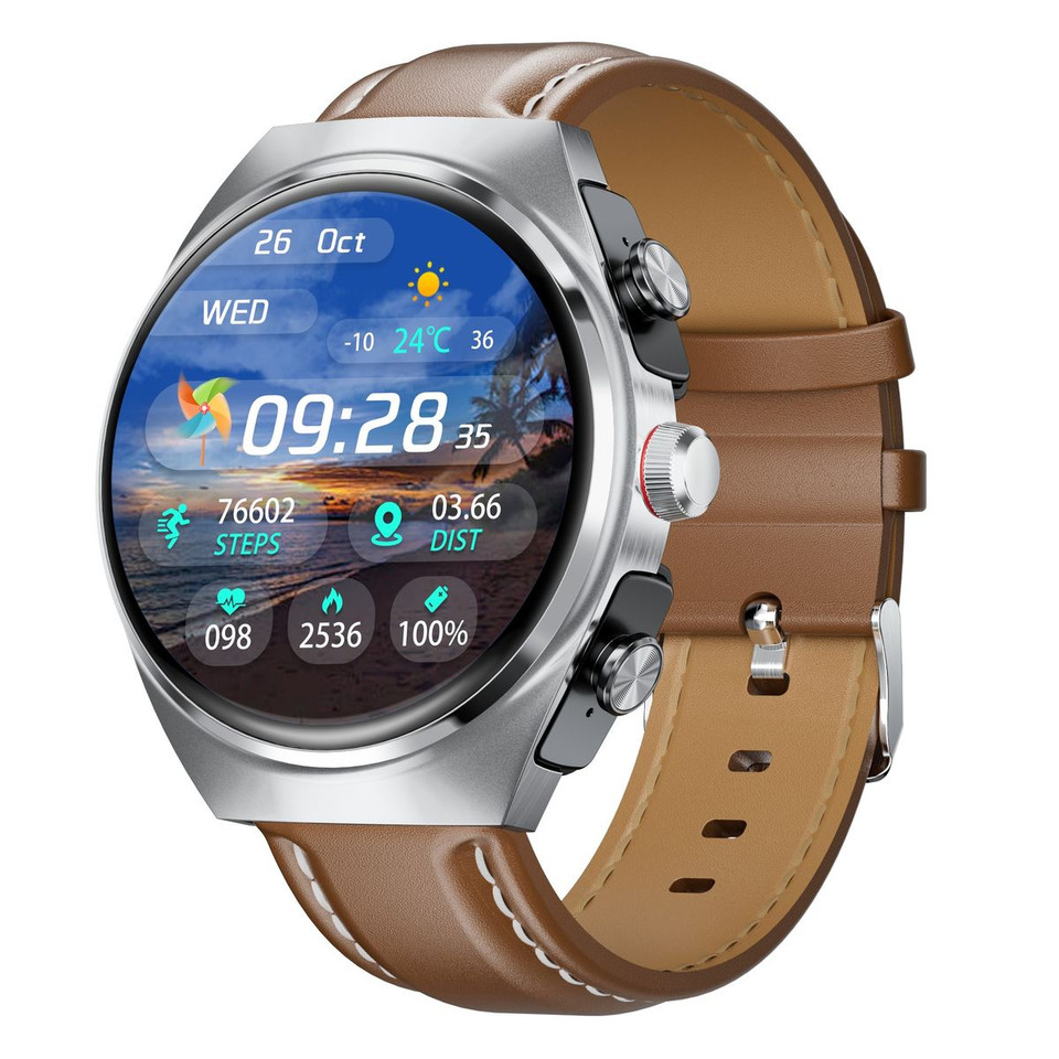 New Headset Smart Watch 2-in-1 1.53 Inch Round Screen Dual Call NFC Stainless Steel Body IP67 Mens Watches Color Silver product image