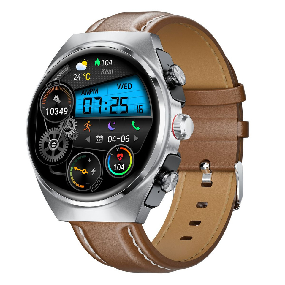 New Headset Smart Watch 2-in-1 1.53 Inch Round Screen Dual Call NFC Stainless Steel Body IP67 Mens Watches Color Silver product image
