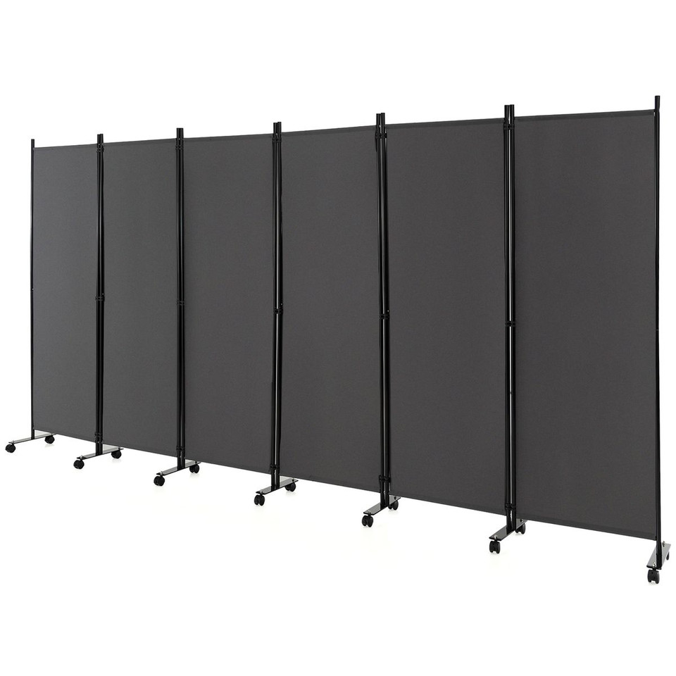 6-Panel 5.7-Foot Tall Rolling Room Divider on Wheels product image