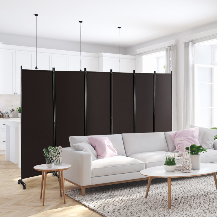 6-Panel 5.7-Foot Tall Rolling Room Divider on Wheels product image