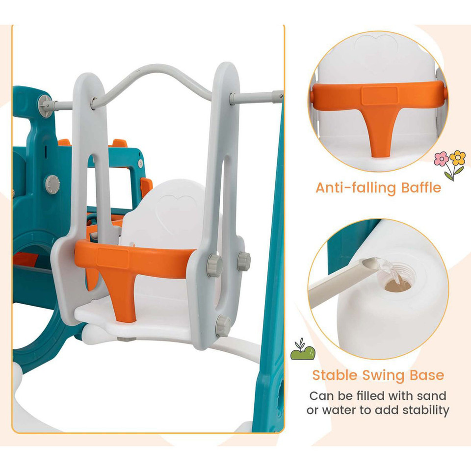 5-in-1 Kids' Slide and Swing Set with Mini Bus and Basketball Hoop product image