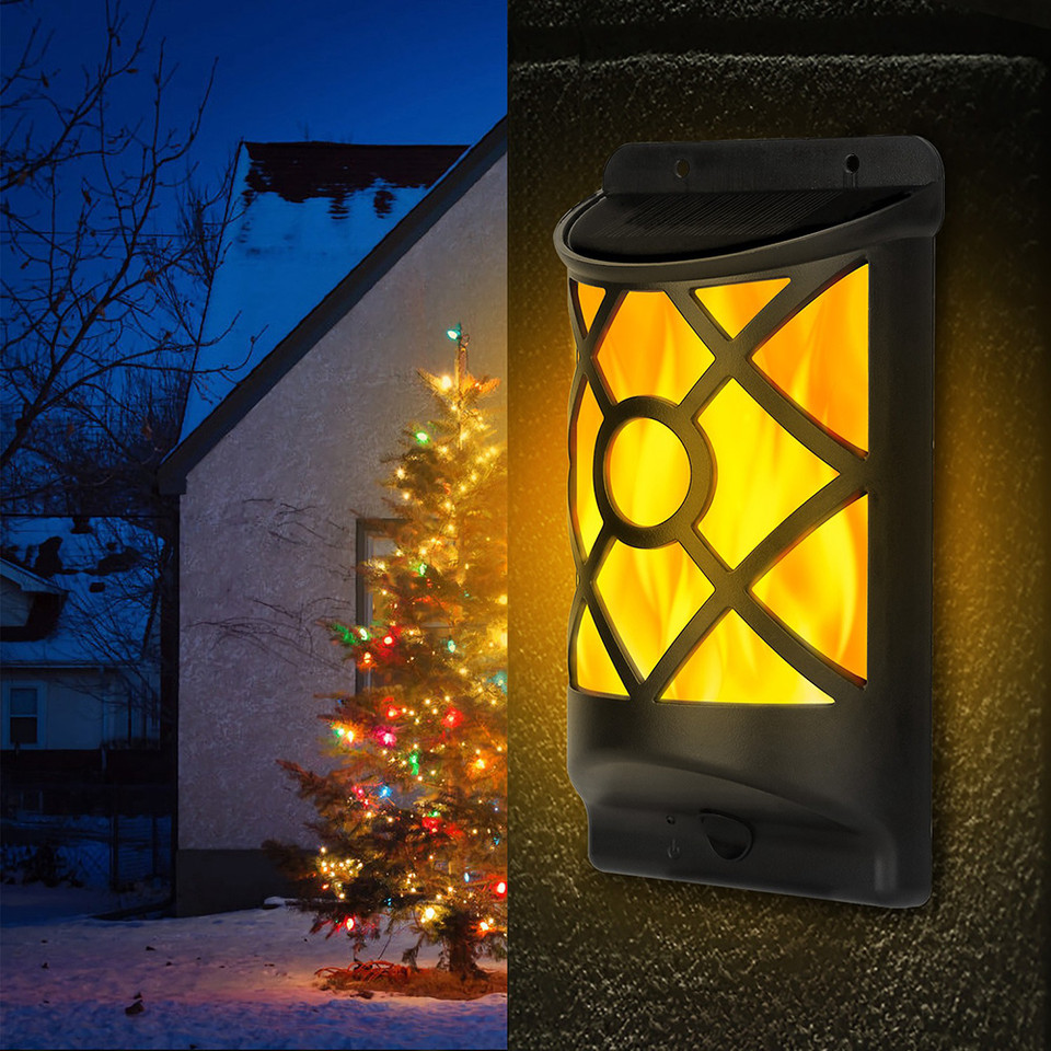 Solarek® Wall-Mounted Solar-Powered LED Light with Flickering Flame Effect product image