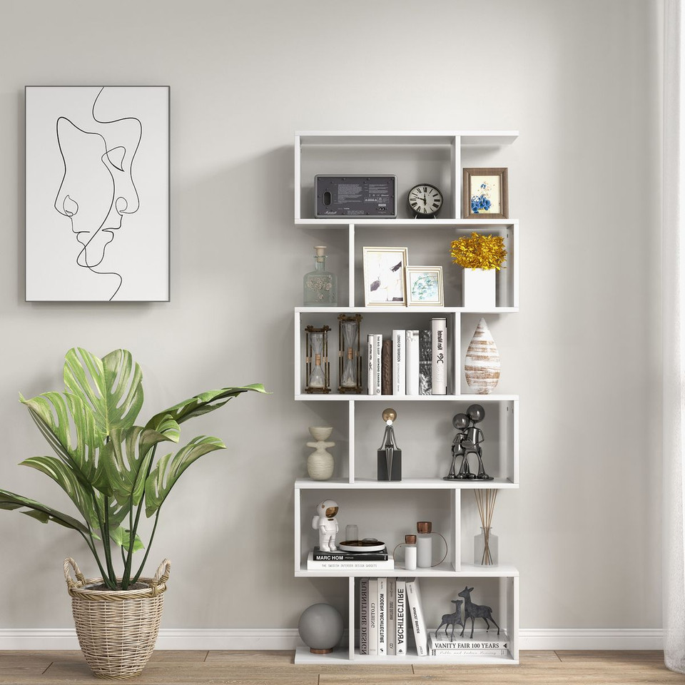 6-Tier S-Shaped Bookshelf Storage Display product image