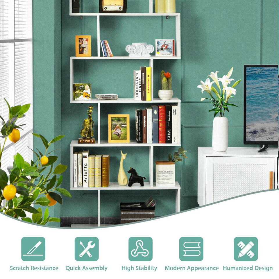 6-Tier S-Shaped Bookshelf Storage Display product image