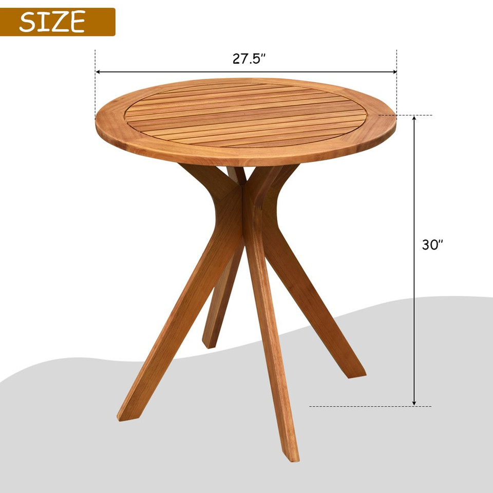 27-Inch Outdoor Round Solid Wood Coffee Side Bistro Table product image