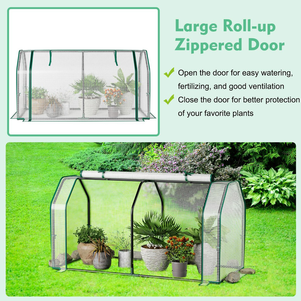 47.5 x 21.5 x 24-Inch Mini Greenhouse with Roll-up Zipper Door product image
