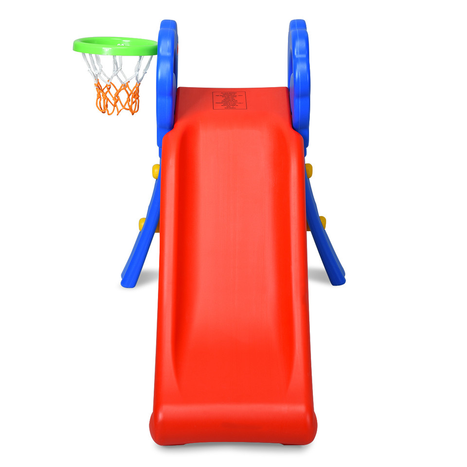 Kids' 2-Step Indoor Plastic Folding Slide with Basketball Hoop product image