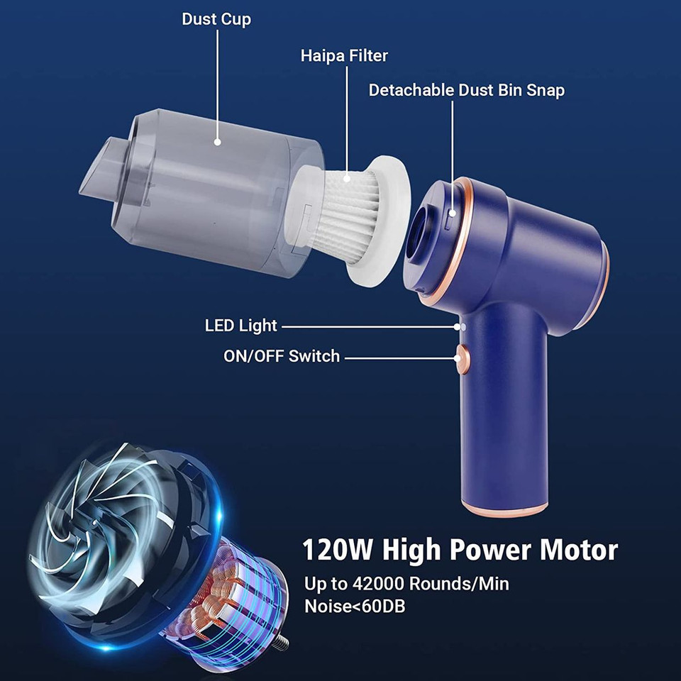 Handheld Vacuum and Air Duster, Wet/Dry Use, Portable Vacuum with Multiple Nozzles and Floor Brush for Vehicle/Home/Office product image