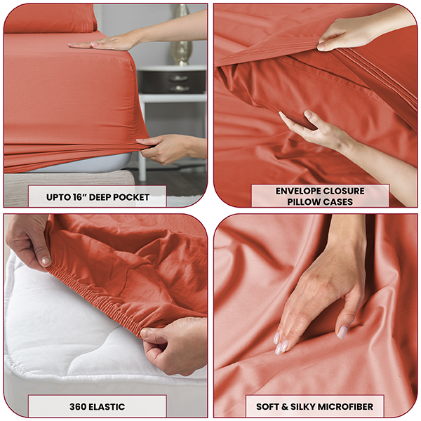 4-Piece Solid Microfiber Deep Pocket Bedding Sheet Set product image