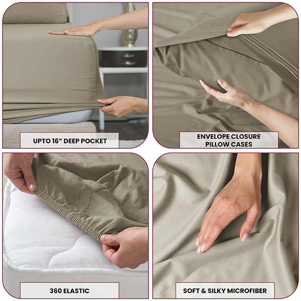 4-Piece Solid Microfiber Deep Pocket Bedding Sheet Set product image