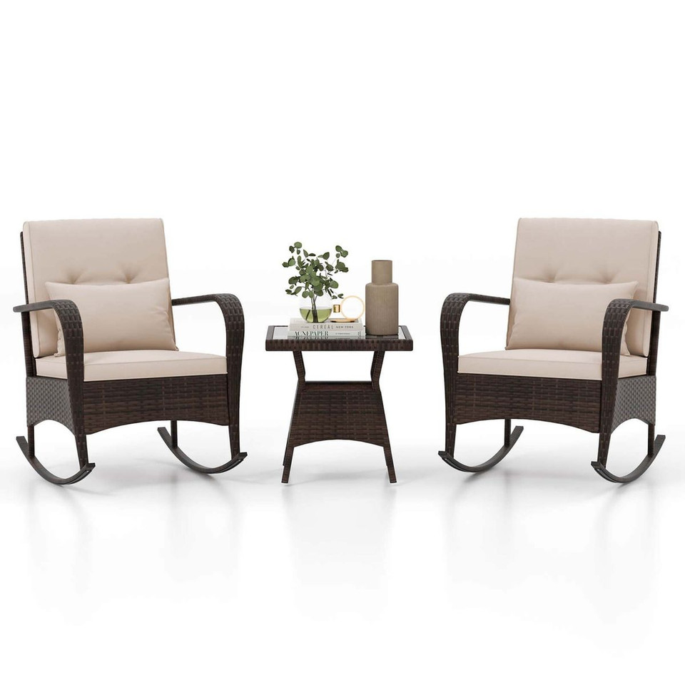 3-Piece Rocking Bistro Set with Removable Cushions product image