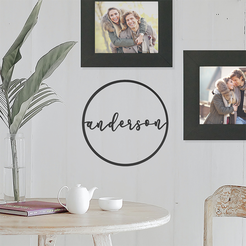 Personalized Minimalist Metal Circle Name Sign product image