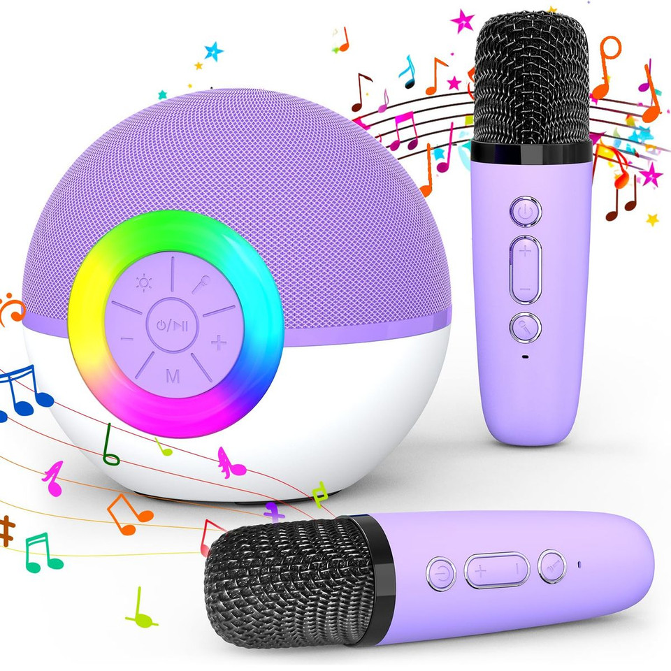 Portable Mini Karaoke Machine for Kids, Bluetooth Speaker with Wireless Microphone,MP3 Player,Perfect for Birthday and Family Parties(2 Mic) product image