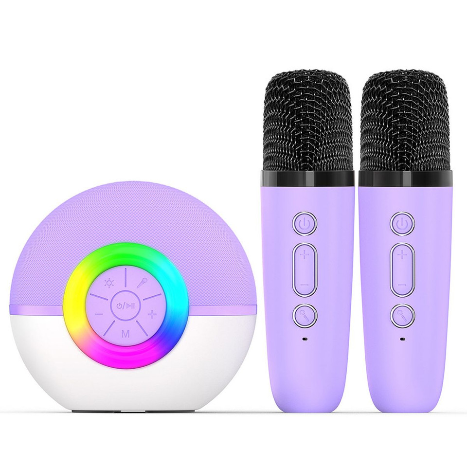 Portable Mini Karaoke Machine for Kids, Bluetooth Speaker with Wireless Microphone,MP3 Player,Perfect for Birthday and Family Parties(2 Mic) product image