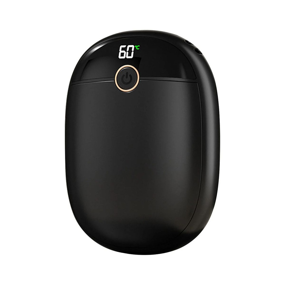 2 In 1 Portable Hand Warmer Rechargeable Pocket Heater with Digital Display for Camping Hunting Mans Woman Winter Gifts,Black product image