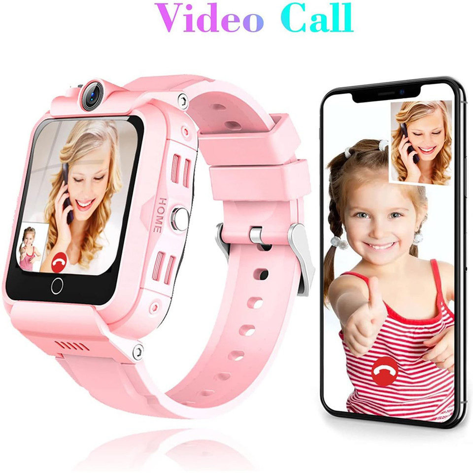 4G GPS Tracker Child Phone Smartwatch with WiFi, SMS, Call,Voice and Video Chat Alarm,Pedometer, Wrist Watch Suitable for Boys Girls Birthday Gifts (Pink) product image