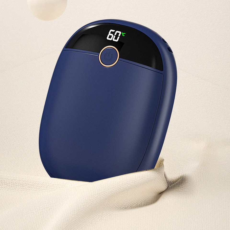 2 In 1 Portable Hand Warmer Rechargeable Pocket Heater with Digital Display for Camping Hunting Mans Woman Winter Gifts,Blue product image