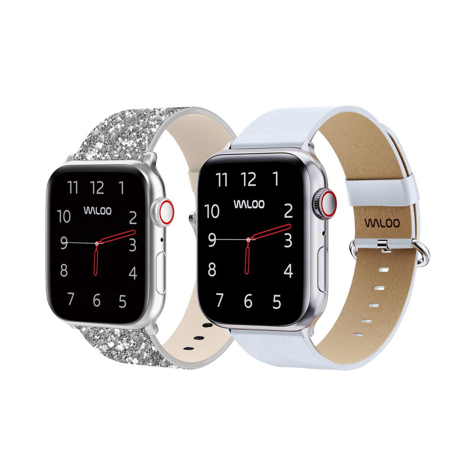 Waloo® Bling & Leather Grain Bands for Apple Watch (2-Pack) product image