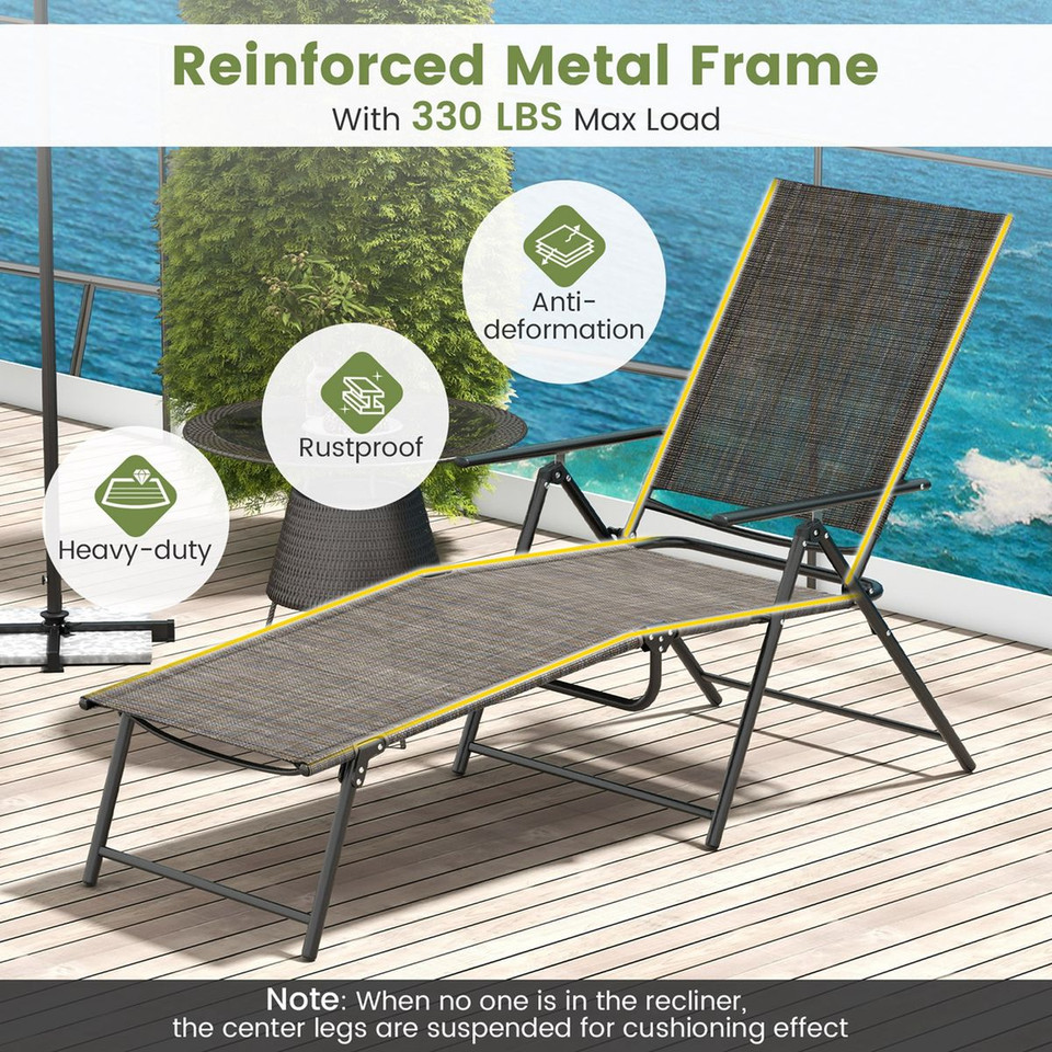 Goplus Folding Chaise Lounge Chairs (Set of 2) product image