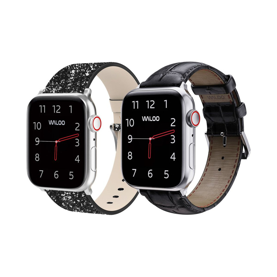 Waloo® Bling & Crocodile Leather Bands for Apple Watch (2-Pack) product image