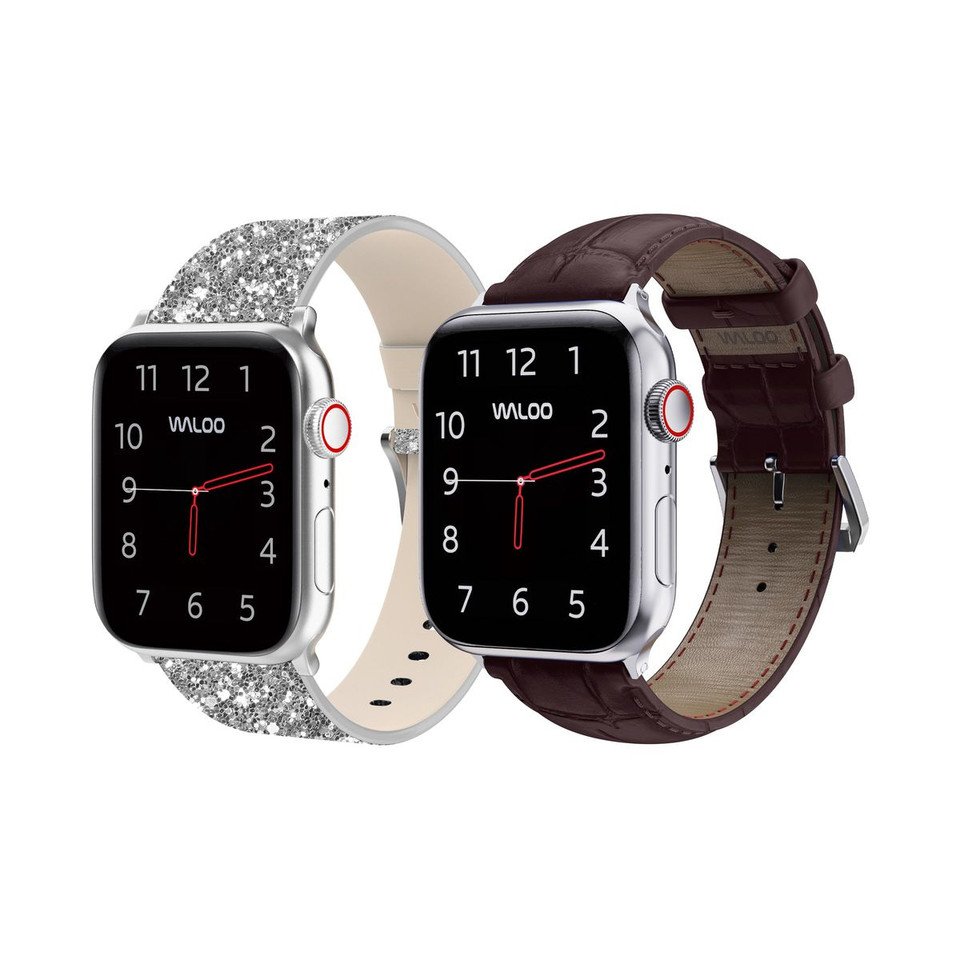 Waloo® Bling & Crocodile Leather Bands for Apple Watch (2-Pack) product image