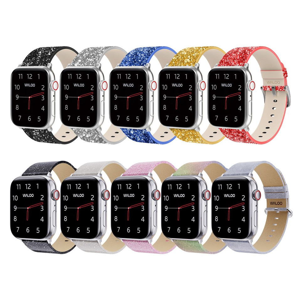 Waloo® Leather Bling & Shiny Brilliance Bands for Apple Watch (2-Pack) product image