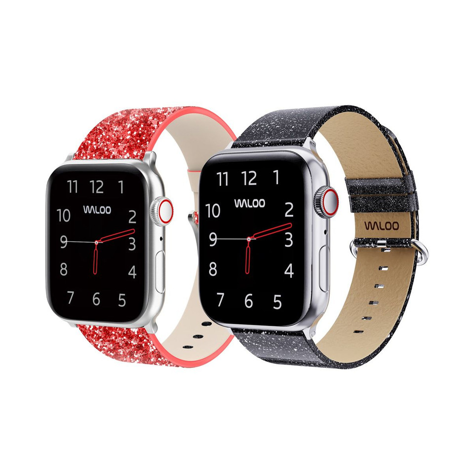Waloo® Leather Bling & Shiny Brilliance Bands for Apple Watch (2-Pack) product image