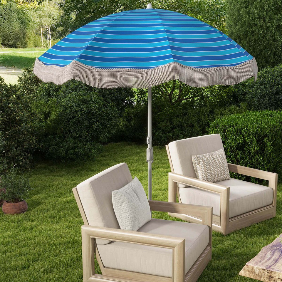 6.5 Feet Outdoor Fringe Patio Umbrella with Carrying Bag product image