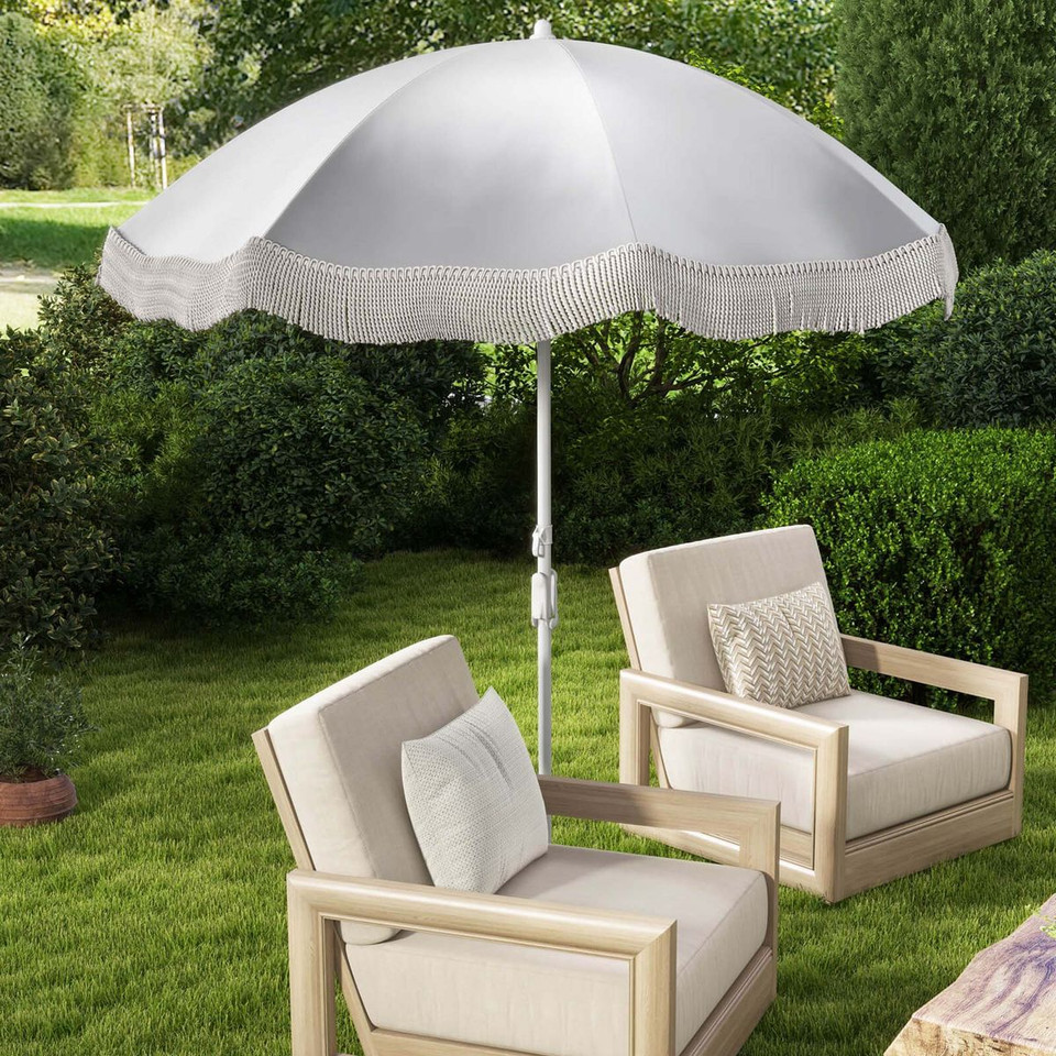 6.5 Feet Outdoor Fringe Patio Umbrella with Carrying Bag product image