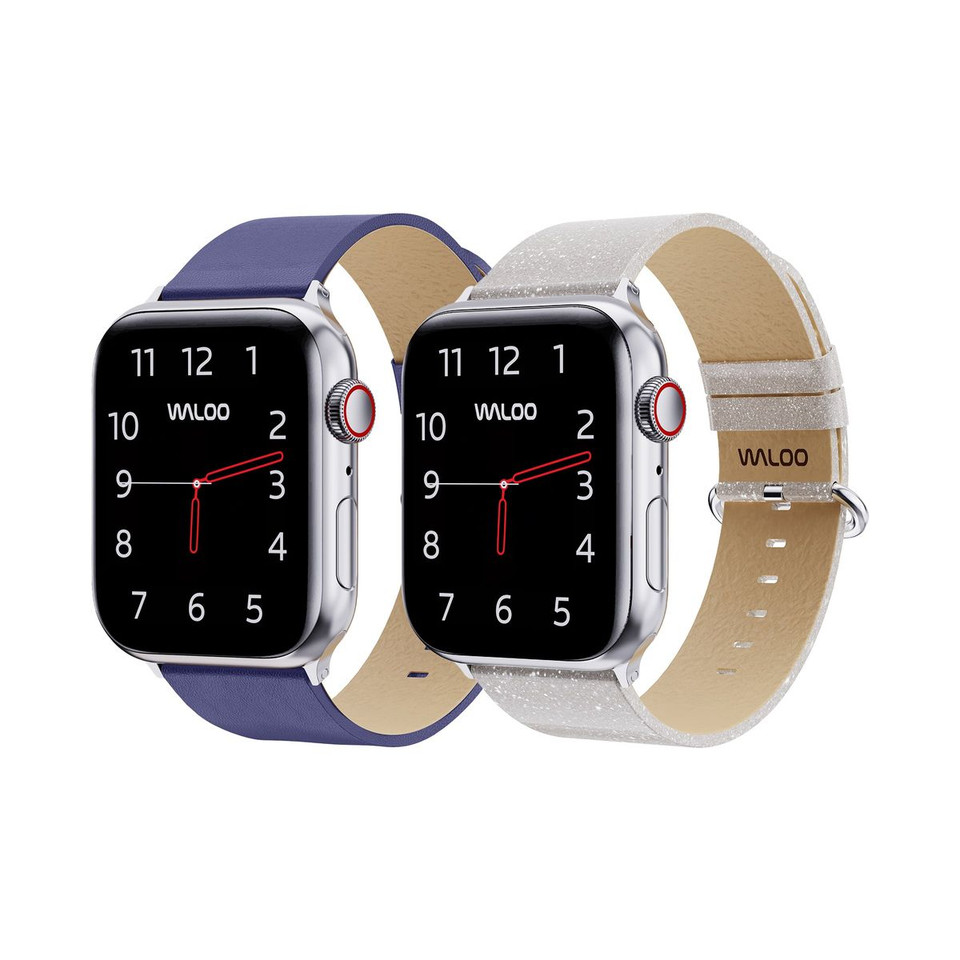 Waloo® Leather Grain & Shiny Brilliance Bands for Apple Watch (2-Pack) product image