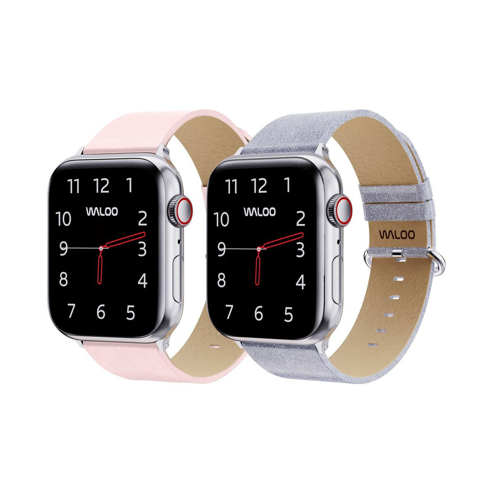Waloo® Leather Grain & Shiny Brilliance Bands for Apple Watch (2-Pack) product image