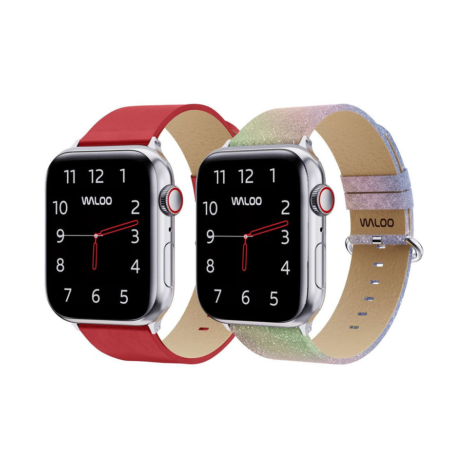 Waloo® Leather Grain & Shiny Brilliance Bands for Apple Watch (2-Pack) product image