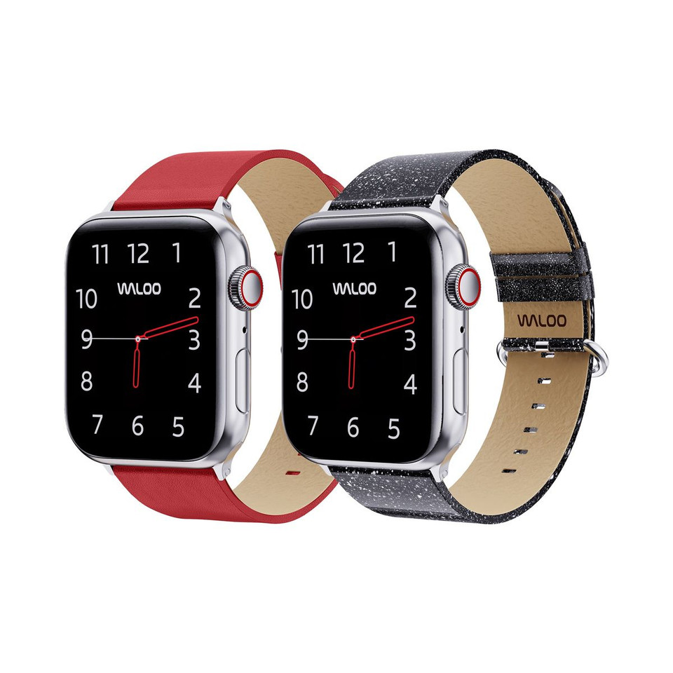 Waloo® Leather Grain & Shiny Brilliance Bands for Apple Watch (2-Pack) product image