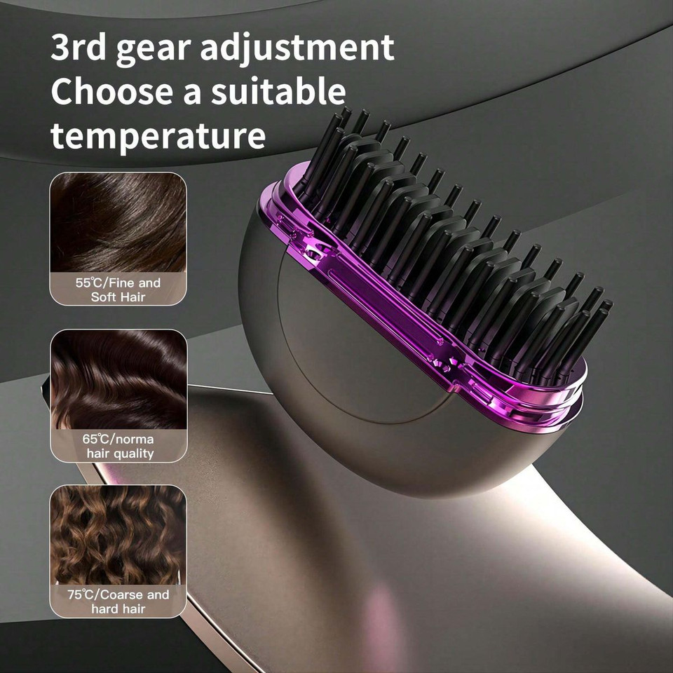 Portable Hair Comb Straightener Brush,Fast Heating 3 Temp Settings,Anti-Scald,For Travel Daily Use,Suitable For Men Long Beard And Women Hair product image