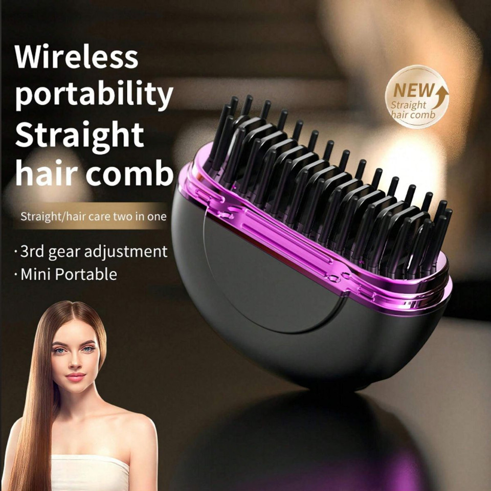 Portable Hair Comb Straightener Brush,Fast Heating 3 Temp Settings,Anti-Scald,For Travel Daily Use,Suitable For Men Long Beard And Women Hair product image