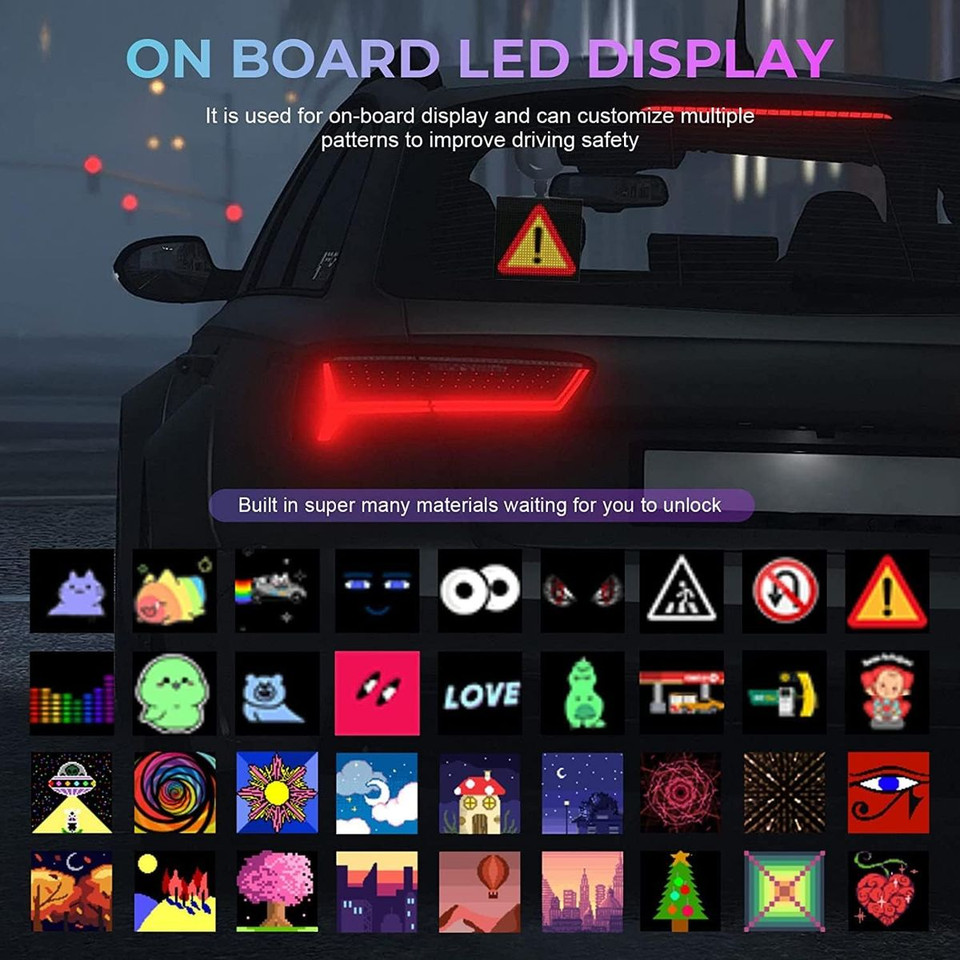 Smartphone App Control LED Car Sign Screen with Pixel Custom Text Pattern Animation Programmable LED Screen for Home Decor,Art Creation product image