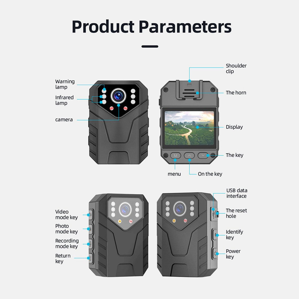 Mini Body Camera with Audio and Video Recording, 2.0 Inch LCD, Night Vision, 4K HD Multi-Function Endurance Wireless Waterproof Back Clip Camera product image